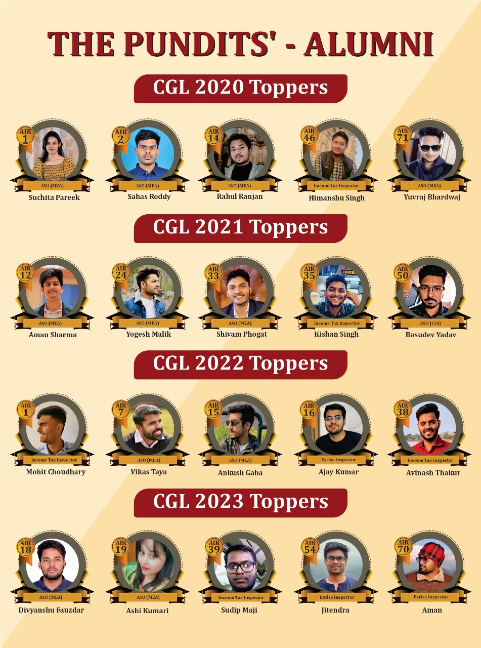 The Pundits alumni — SSC CGL toppers 2020 to 2023