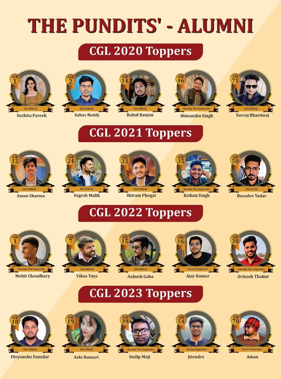 The Pundits alumni — SSC CGL toppers 2020 to 2023